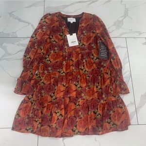 Tuckernuck & Pomander Place Rose Chiffon Kenzo Dress Sz Small Lined Floral NWT